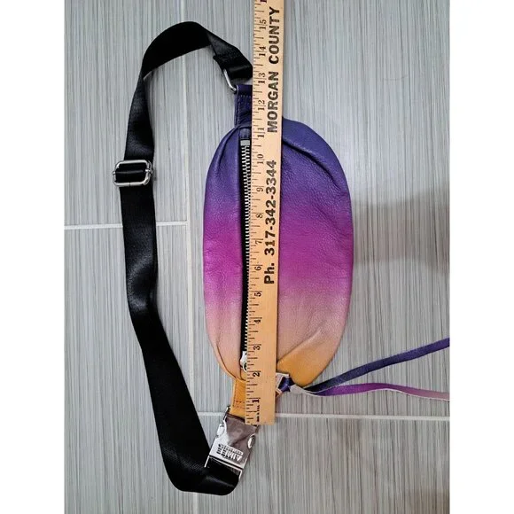 Aimee Kestenberg Gradient Leather Fanny Pack Ombre Adjustable Luxury Unisex - Picture 12 of 14